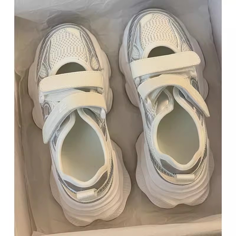 Metallic Silver Hollow Out Pla - Velcro Strap Sandal review and price