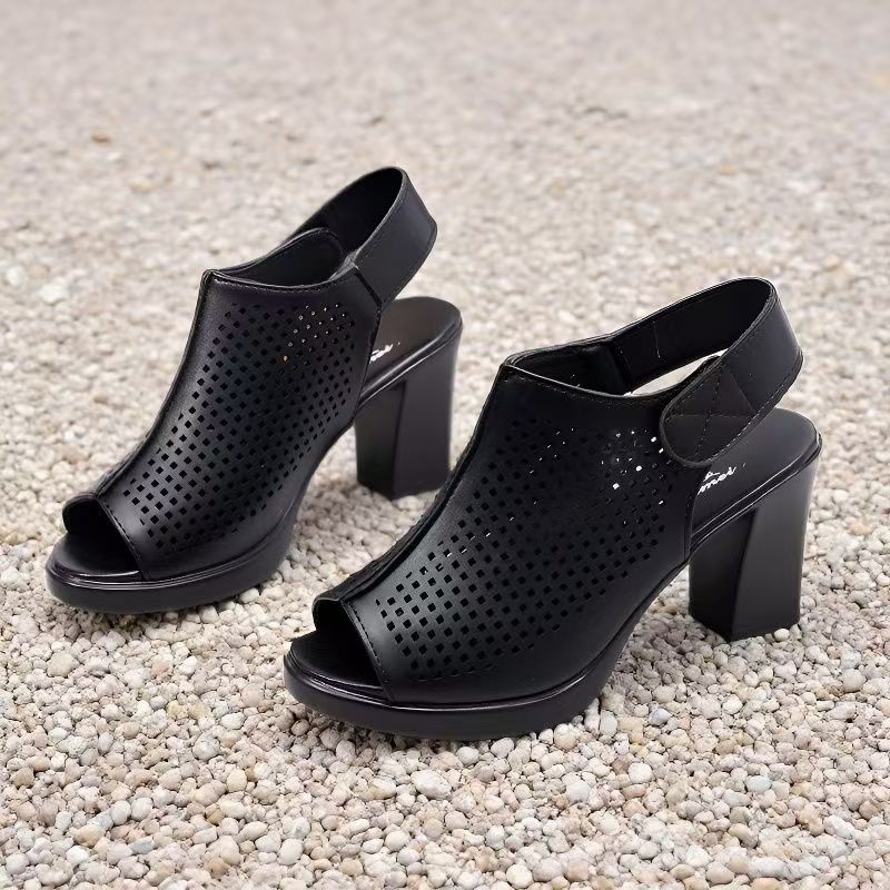 Women Big Size High Heel Peep  - Velcro Strap Sandal review and price