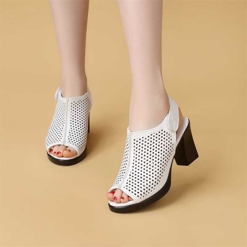 Women Big Size High Heel Peep  - Velcro Strap Sandal review and price